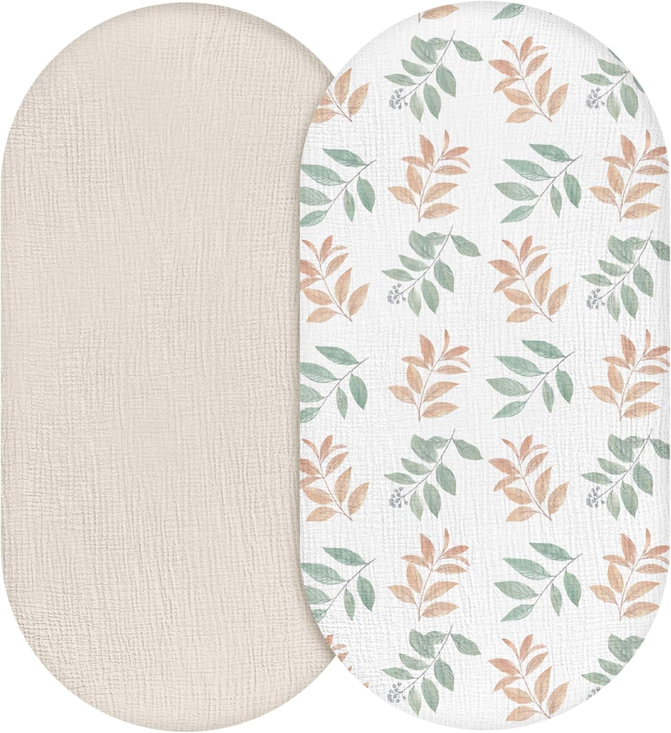 Muslin Bassinet Fitted Sheets 2 Pack, Soft Breathable Cotton Baby Bassinet Mattress Sheet Set, 360° Elastic Snug Fit, Universal for Oval, Rectangle & Hourglass Cradle, Unisex Baby Bedding (Cute Cars)