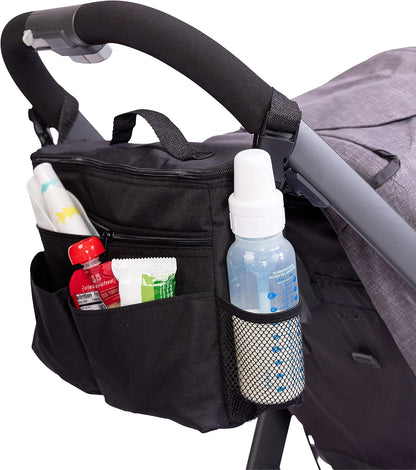 J.L. Childress Cool 'N Cargo Stroller and Wagon Cooler and Organizer - Universal Fit - Insulated - Attaches to Strollers, Wagons, Walkers and Wheelchairs - Large Capacity - Black