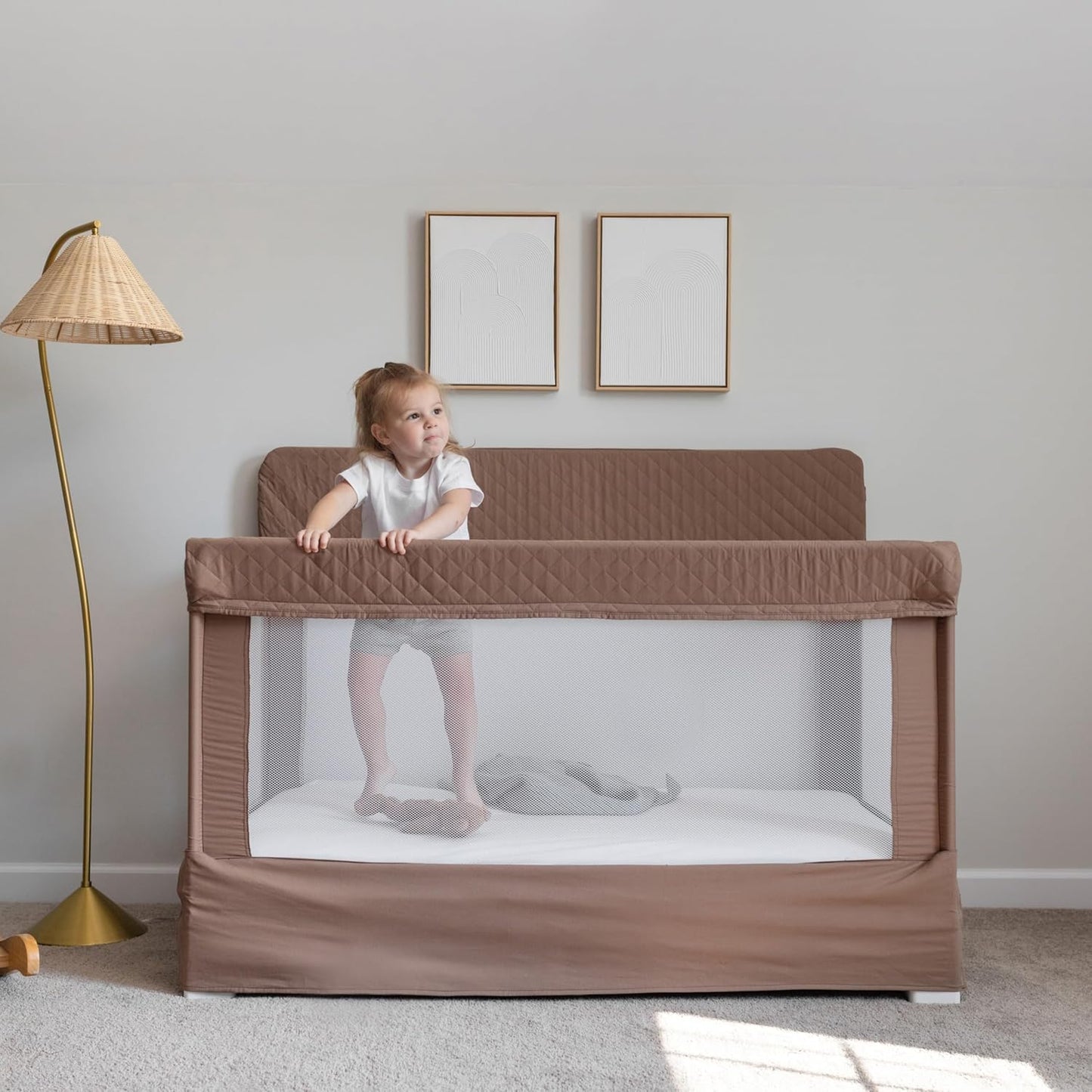 Baby Delight Lunaire Full Size Crib | Breathable Mesh Baby Crib | Tool-Free Assembly Baby Bed | Charcoal Tweed