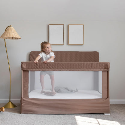 Baby Delight Lunaire Full Size Crib | Breathable Mesh Baby Crib | Tool-Free Assembly Baby Bed | Charcoal Tweed