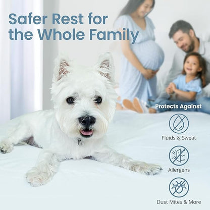 SafeRest Waterproof Twin XL Size Mattress Protector - Fitted with Stretchable Pockets - Machine Washable Cotton Blend Mattress Cover for Bed