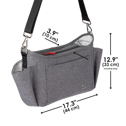 Diono Buggy Buddy Universal Stroller Organizer with Cup Holders, Secure Attachment, Zippered Pockets, Safe & Secure, Gray