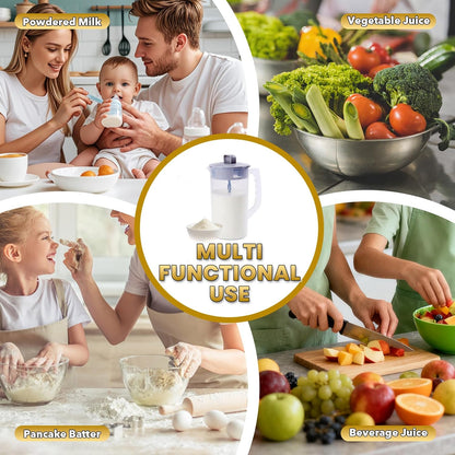 2PCS/SET 2 Quart/64oz Mixing Pitcher with Adjustable Plunger & Lid - BPA-Free, Drink Container for Juice, Formula, Tea - Wide Mouth, Easy Clean, Vortex Mixing Technolog