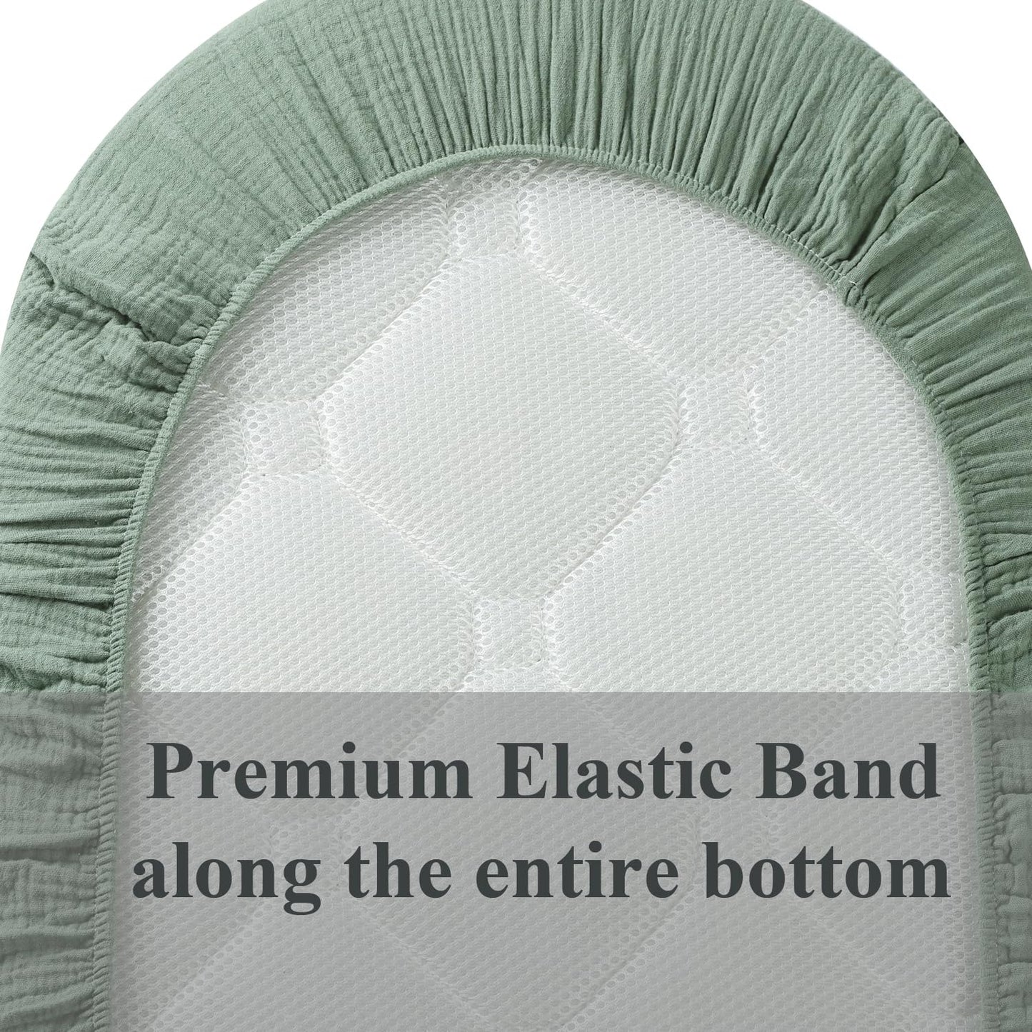 Muslin Bassinet Sheet Compatible with Mika Micky Bedside Sleeper 2 Pack Cotton Stylish Boho Fitted Bassinet Sheets Super Soft for Baby Roman Green & Botanical Leaf