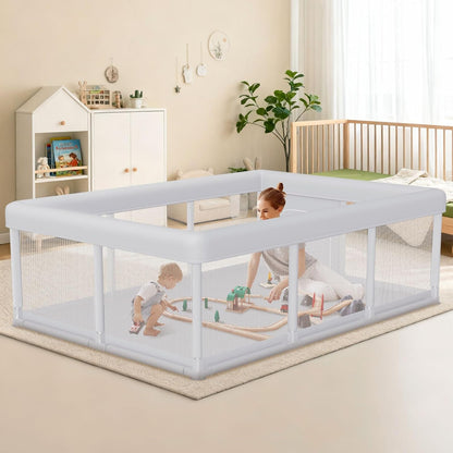 Hiaksedt Baby Playpen 50x50 Inch, Play Pens for Babies and Toddlers Baby Fence Play Yards for Indoor & Outdoor with Breathable Mesh Anti-Fall Playpen