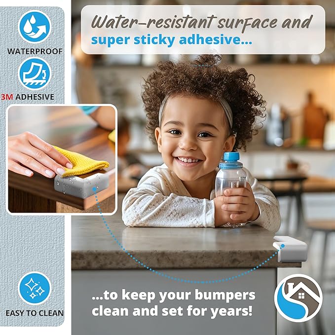 12-Pack Baby Proofing Corner Protectors, Furniture Corner and Edge Safety Bumpers, Soft Rubber Foam Cushion Covers, 3M Taped Corner Guards, Baby Child Proofing Pads for Tables & Furniture, Gray
