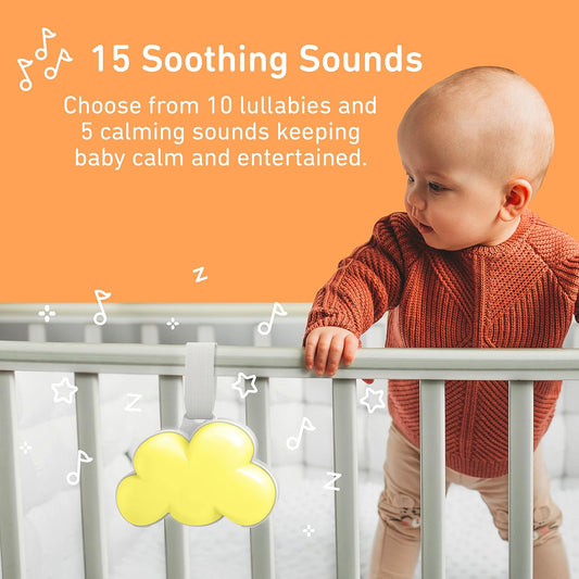 Pure Enrichment PureBaby Cloud Portable Sound Machine and Night Light - 15 Soothing Sounds, Travel Friendly, Battery Operated, Ideal for Baby and Kids on The Crib, Stroller, Headrest, and More