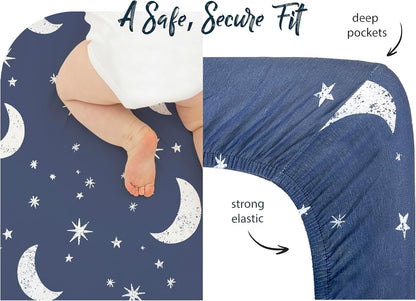 100% Organic Cotton 2 Pk Bedside Sleeper Bassinet Fitted Mattress Sheets Perfectly Compatible with Mika Micky, Baby Delight, Ronbei, Chicco, Cloud Baby, AMKE, Angelbliss, Arm's Reach. Cloud, Stripe
