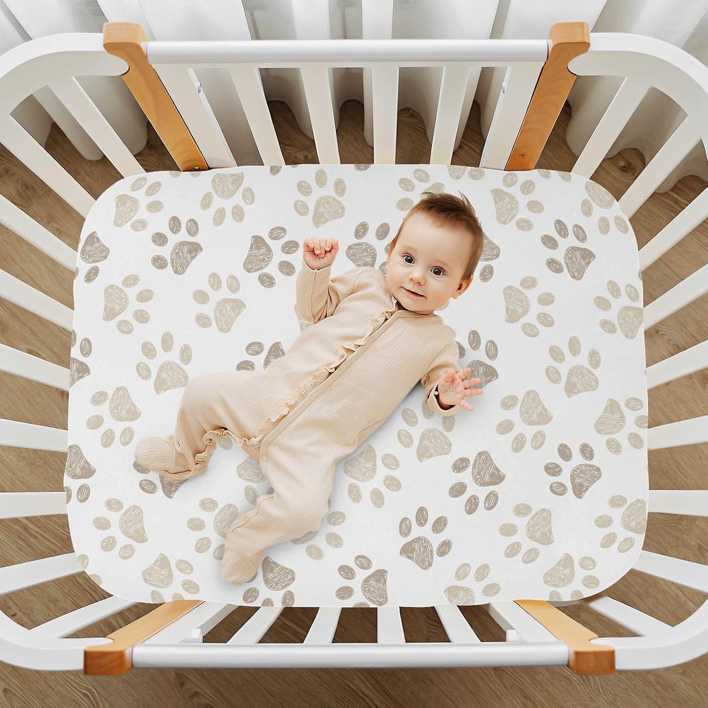 Fall Cute Mushroom Leaves Fitted Crib Sheets Stretchy Portable Playard Sheets for Baby Toddler, Breathable Soft Mini Crib Mattress 52 x 28 in for Boys and Girls