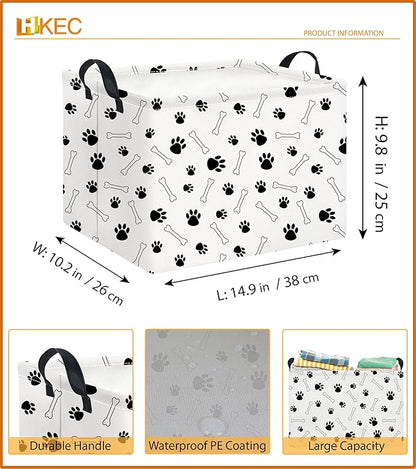 Rectangle Storage Basket with Handles,Collapsible Storage Bin,Books Box,Gift Basket(Paw)