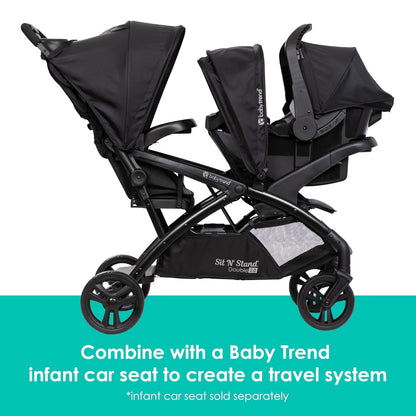 Baby Trend Sit N' Stand® Double 2.0 Stroller, Dash Black