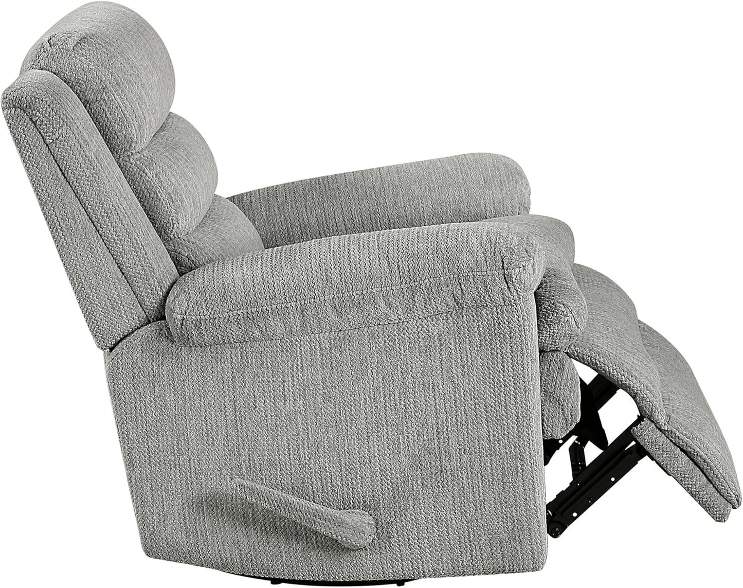 Lexicon Swivel Glider Reclining Chair, Textured Microfiber Manual Recliner, Comfy Nursery Glider Recliner, Swivel Reclining Chair for Living Room/Office/Bedroom/Apartment, Beige