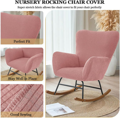 Levoberg Nursery Rocking Chair Cover Stretch Rocker Glider Chairs Cover Slipcovers Jacquard Rocking Accent Chair Cover Recliner Armchair Slipcover for Nursery Living Room Bedroom Office Black