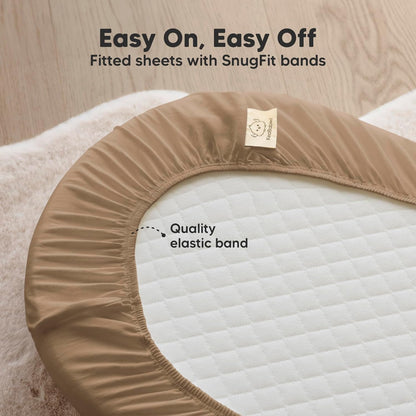 2-Pack Organic Bassinet Sheets for Girls, Boys - 100% Cotton Bassinet Mattress Sheets Compatible with Halo Bassinest Swivel Sleeper, Graco, Baby Delight, Chicco, Unisex Fitted Bassinet Sheets (Elly)