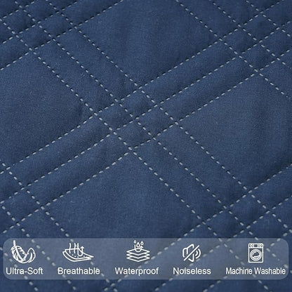 david's kids 2 Pack Waterproof Crib Mattress Protector, Fit Standard Crib and Toddler Mattresses, Ultra Soft and Breathable for Boys Girls Neutral, Grey & Navy Blue Checker