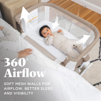 Baby Delight Beside Me Dreamer Bassinet | Bedside Sleeper | 6-Position Height Adjustment | Charcoal Tweed