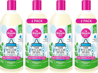 Dapple Baby Bottle & Dish Foaming Power Spray, Hypoallergenic Dish Soap for Baby Bottles, Powered by Plants, Fragrance Free, 16.9 Fl Oz (Pack of 2)