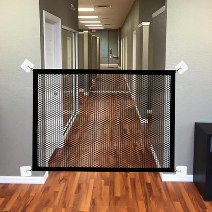 2 Pack Dog Gate, Mesh Baby Gate, 43.3'' X 28.3'' Pet Gate for The House, No Drilling Puppy Gate for Stairs & Doorways Install Anywhere,12 Hooks by Lofekea