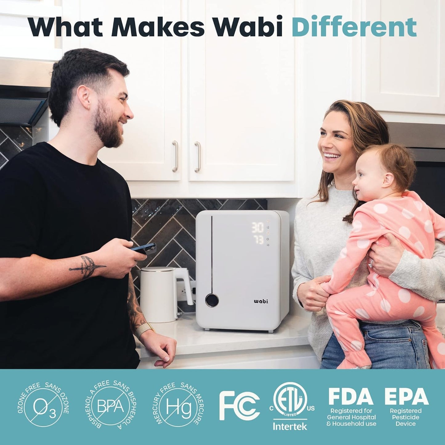 Wabi UVC LED Sanitizer & Dryer Ultra (White + Gunmetal Trim)