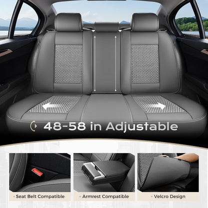 Coverado Leather Seat Covers for Car, Waterproof Car Seat Covers Full Set, 2 in 1 Conversions Car Seat Cover Protector Car Accessories Universal Fit for Most Cars SUVs and Trucks Beige
