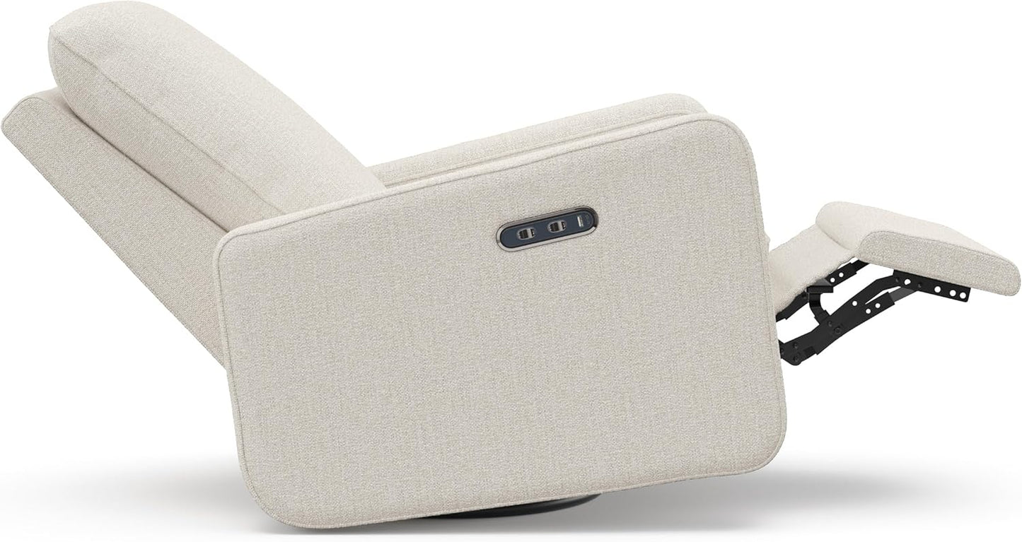 Graco Teddi Power Recliner Swivel Glider, Electronic Power Recline, Oeko-TEX 100 Certified, USB-A & USB-C Charger, Premium Cushioning & Comfort – (Ivory Basketweave)