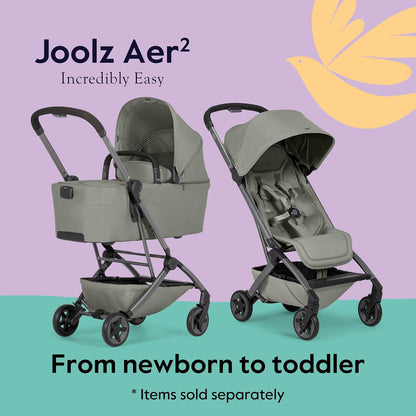 Joolz Aer2 Lightweight Travel Stroller for Baby & Toddler – One-Hand Fold, Compact Carry-On Airplane Approved, Reclining Seat, UPF 50+ Canopy, Travel Pouch, Baby Net – Forest Green