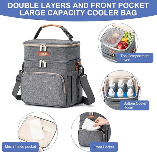 Breastmilk Cooler Bag with Ice Pack Fits 6 Baby Bottles Up to 9 Ounce