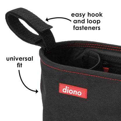 Diono Buggy Buddy Universal Stroller Organizer with Cup Holders, Secure Attachment, Zippered Pockets, Safe & Secure, Gray