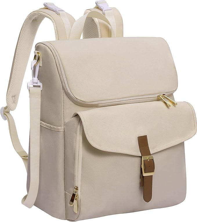 Diaper Bag Backpack, 15 Pockets Baby Bag, Girl Boy Travel Tote Bag with Insulated Pocket, Cute Diaper Bag Stroller Straps, Baby Shower & Registry Gift for Mom Dad Beige