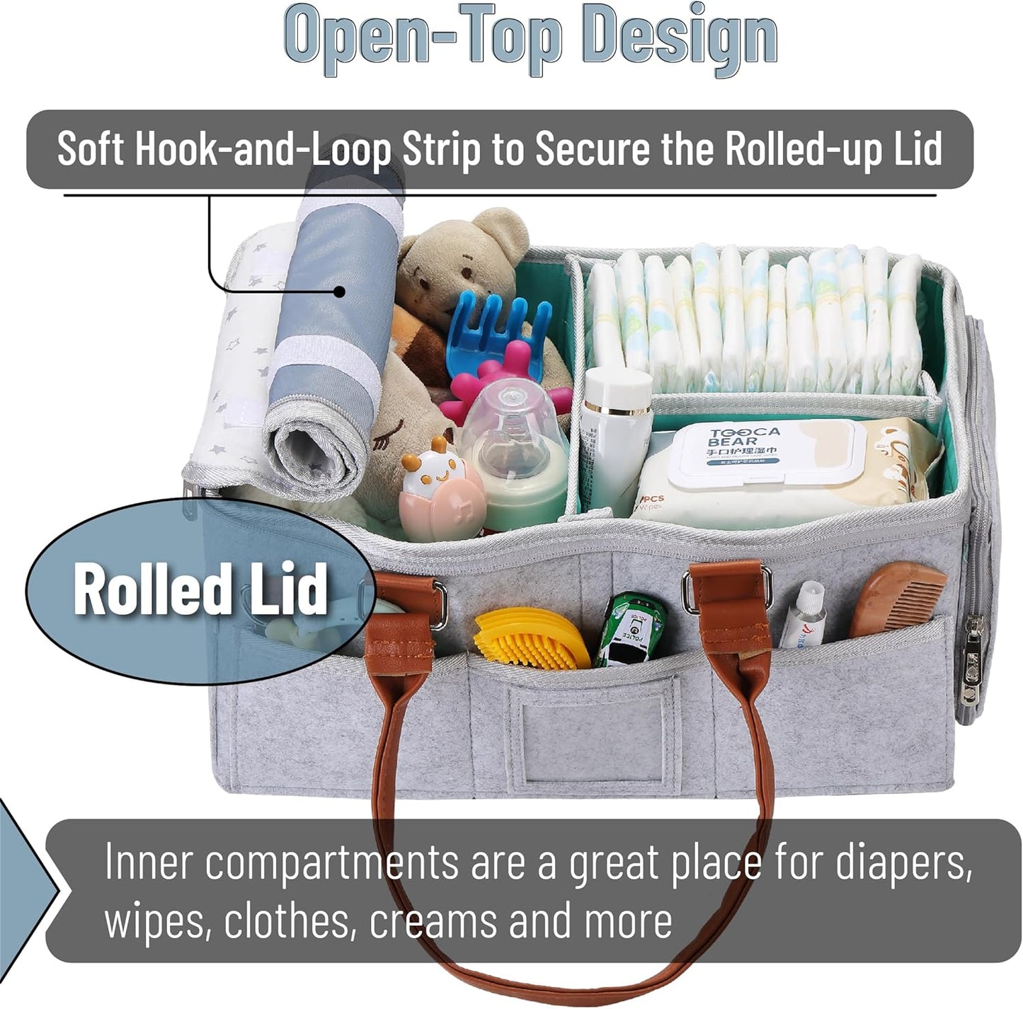 Mr. Pen- Baby Diaper Caddy Organizer with Lid, Baby Organizer, Diaper Caddy with Lid