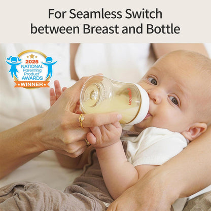 Pigeon PPSU Nursing Baby Bottle Wide Neck, Anti-Colic, Streamlined Body, Natural Feel, Easy to Clean, 8 Oz (Pack of 2), Includes 2pcs M Nipples (3m+)