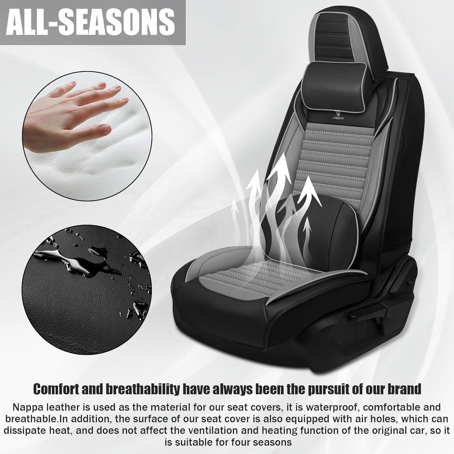 Seat Covers Fit for Mini Convertible 2009-2025 Premium Leather Car Seat Covers, Waterproof Non-Slip and Airbag Compatible, Fashion Car Seat Protector (Black Red,Front Set with Pillow)
