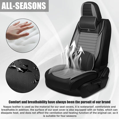 Seat Covers Fit for Mini Convertible 2009-2025 Premium Leather Car Seat Covers, Waterproof Non-Slip and Airbag Compatible, Fashion Car Seat Protector (Black Red,Front Set with Pillow)