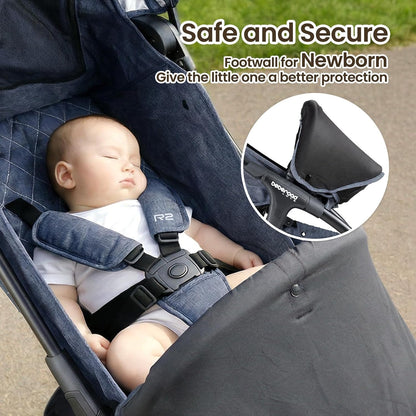 Beberoad Lightweight Baby Stroller for Airplane R2 Small Travel Stroller Compact Strollers Foldable, Infant Toddler Stroller with Adjustable Backrest, Cup Holder and Waterproof Canopy, Black