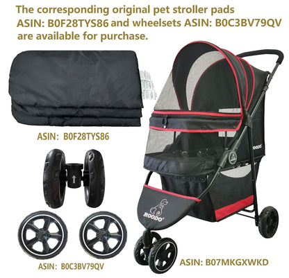ROODO Escort 3 Wheel Dog Cat Pet Stroller for Small/Medium Dogs Cats Best Lightweight Foldable Portable Compact Jogger All Terrain Travel Pet Gear System Puppy Doggie Bunny Kitty Stroller(Grey)