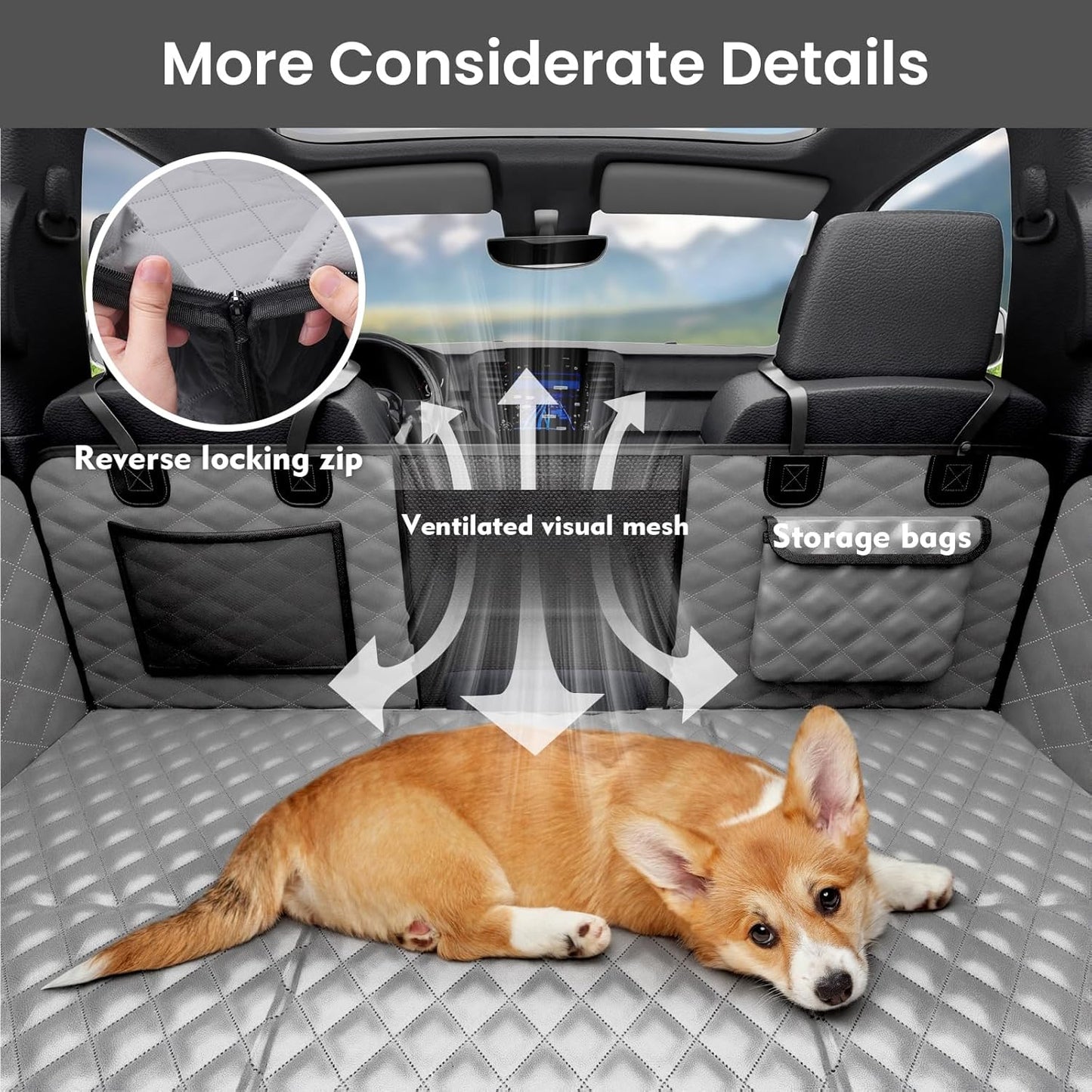 2-in-1 Dog Car Seat Cover for Back Seat, Transform to Passenger Mode - Dog Car Seat, Waterproof, Scratch-resistant, Support to 330lbs, for Outdoor Activities, Travel, to the Vet, for Cars/SUV/Truck