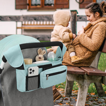 Accmor Universal Stroller Organizer with Insulated Cup Holder Detachable Phone Bag and Shoulder Strap,Stroller Bag Caddy Organizer Fits for Uppababy, Baby Jogger, Britax Strollers