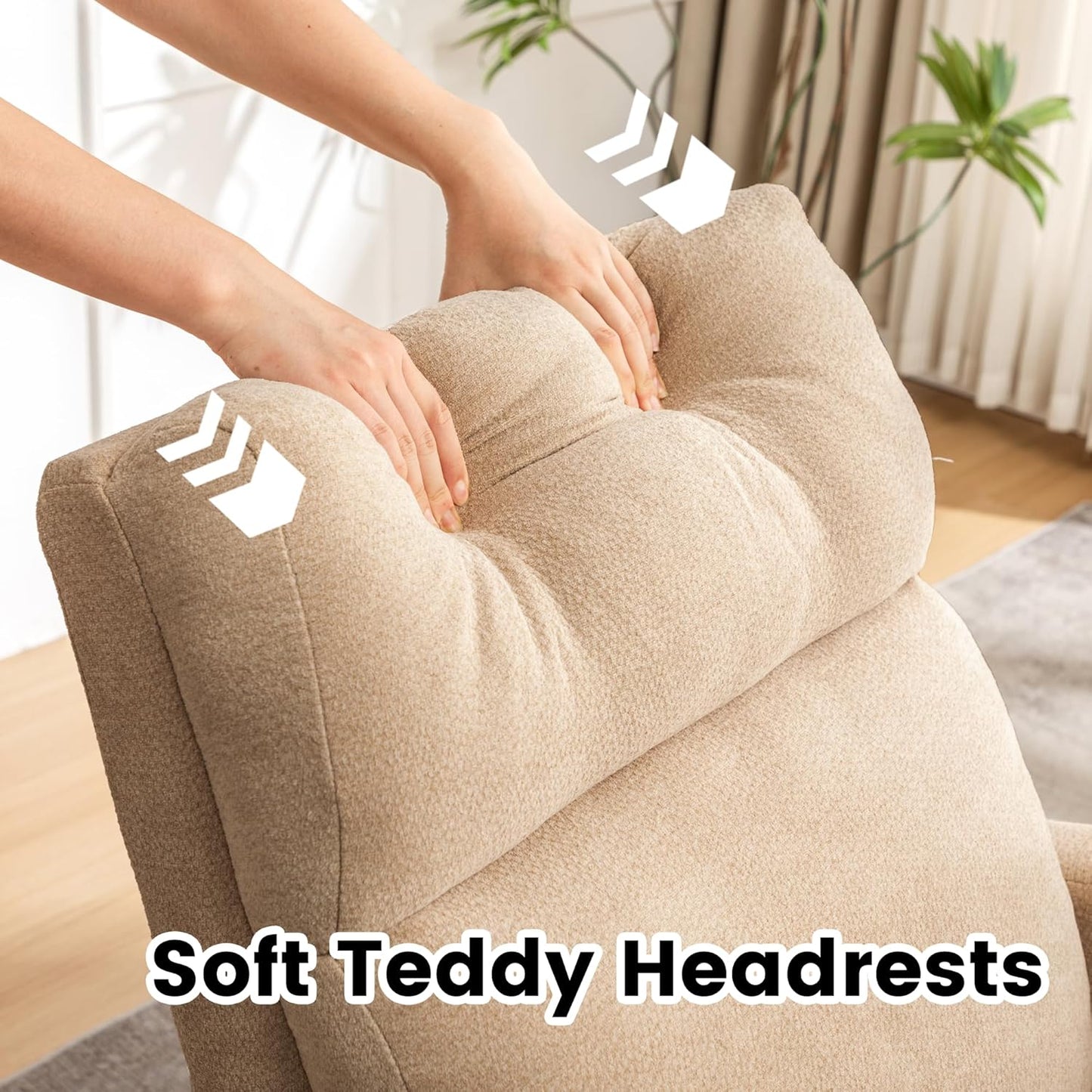 Rocking Chair Nursery - Glider Modern Accent Chairs Upholstered Nursing Rocker Padded Armchair for Indoor Living Room Bedroom Beige
