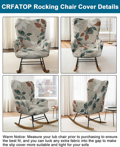 CRFATOP Jacquard 1 PC Nursery Rocking Chair Recliner Covers Upholstered Glider Rocker Banquet Armchair Slipcover Stretch Accent Chairs Furniture Protector for Living Room Bedroom Offices,Green