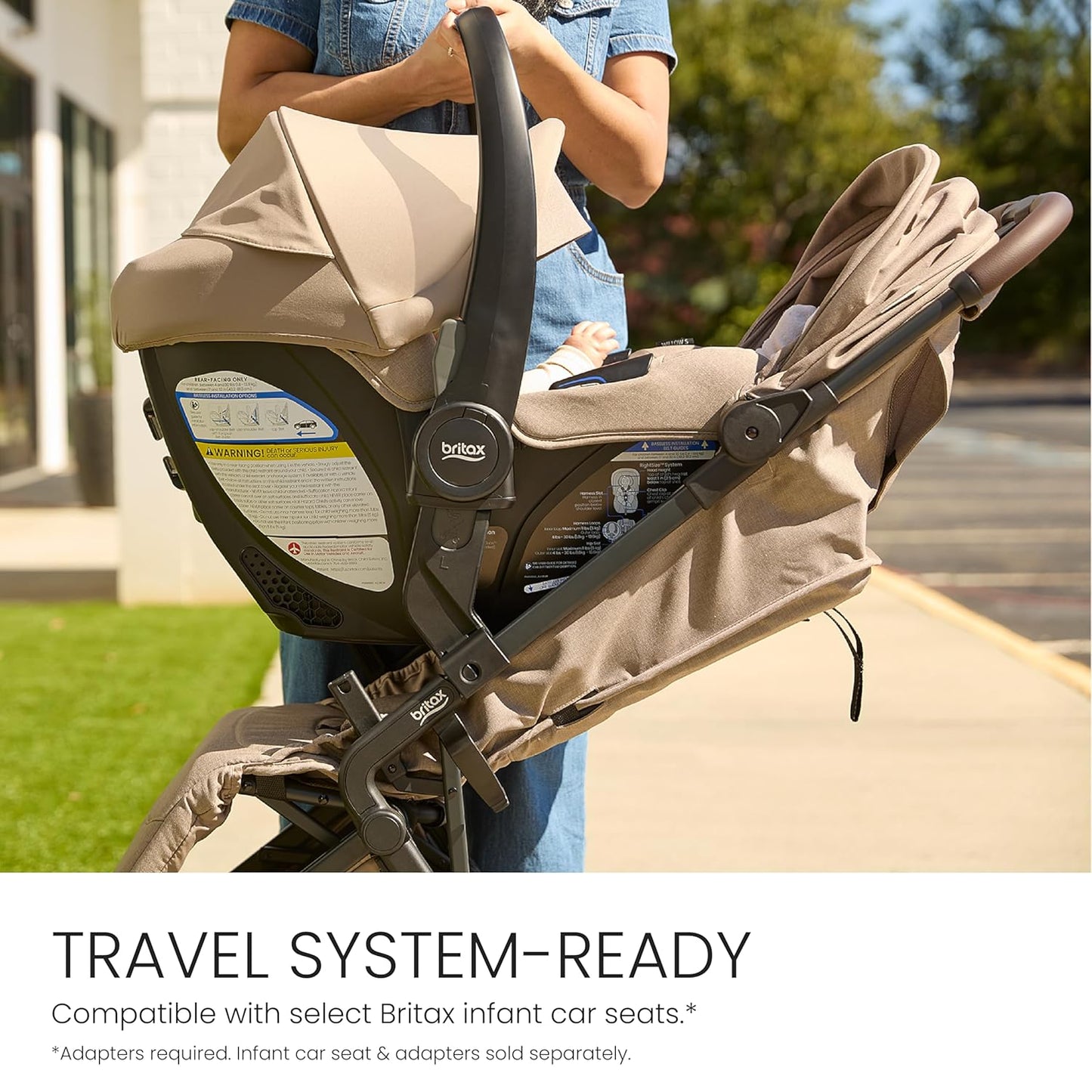Britax Juniper Compact On-The-Go Stroller, Effortless Fastpack System with One-Hand RapidFold, Portable & Lightweight for Travel, Built-in Carry Handle, Ventilating Fabrics, Raven Black