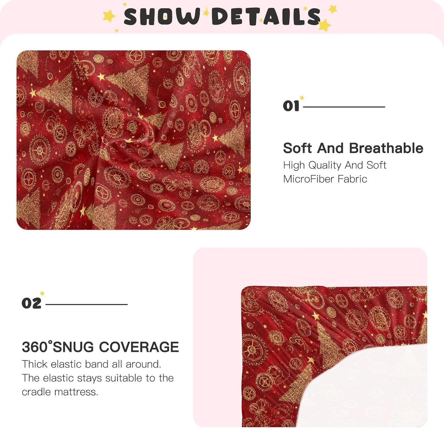 Baby Crib Sheet Cute Goose Flowers Crib Mattress for Boys and Girls Playard Sheet Soft Breathable Fitted Baby Mattress Cover 52x28in