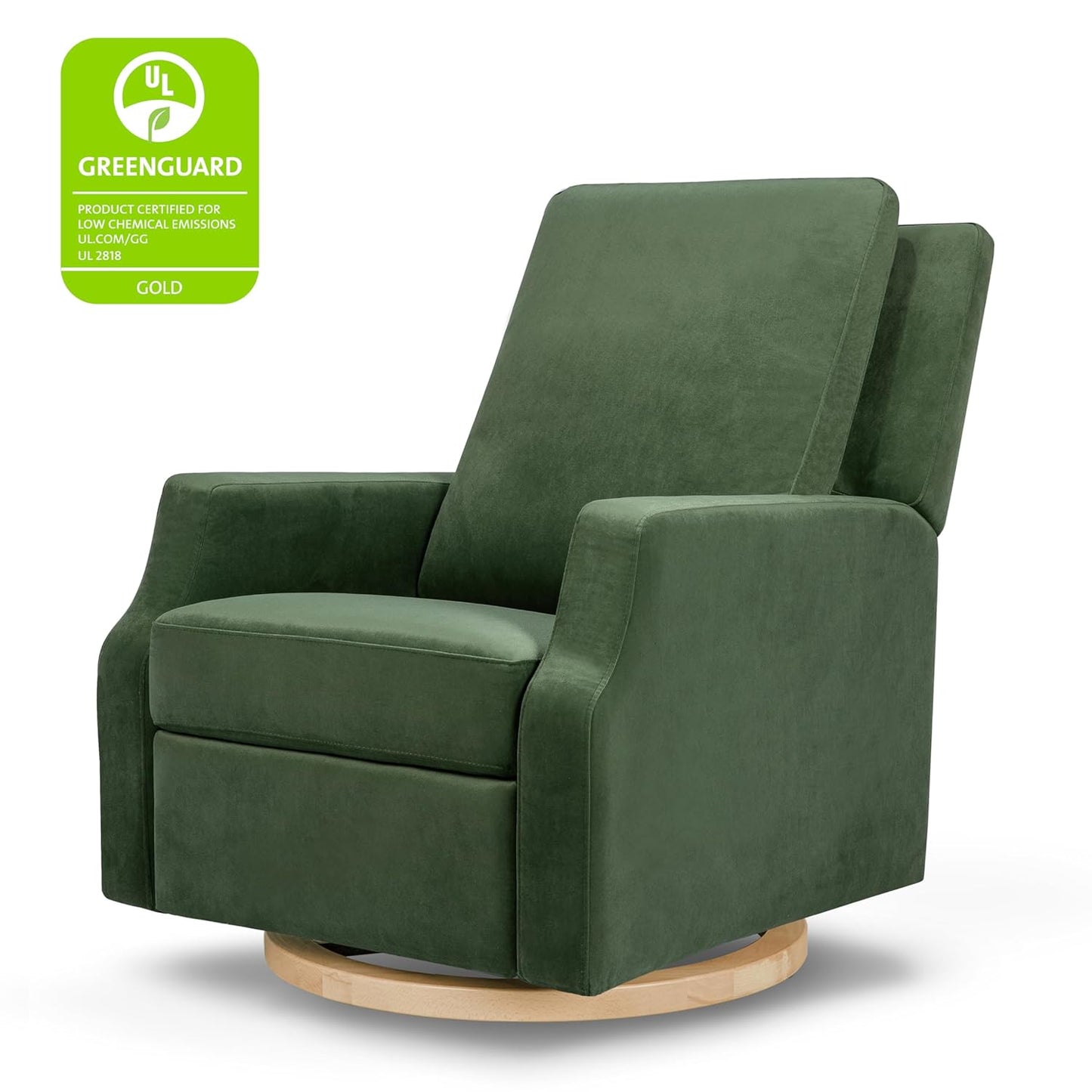 Namesake Crewe Glider Recliner Nursery Chair - GREENGUARD Gold & Certi-PUR US Certified Rocker Recliner - Glider Rocking Chair for Nursery & Living Room - Manual, 360° Swivel, Tan Gingham