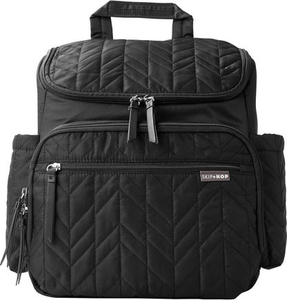 Skip Hop Diaper Bag Backpack: Forma, Multi-Function Baby Travel Bag with Changing Pad & Stroller Attachment, Jet Black