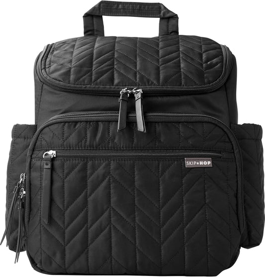 Skip Hop Diaper Bag Backpack: Forma, Multi-Function Baby Travel Bag with Changing Pad & Stroller Attachment, Jet Black