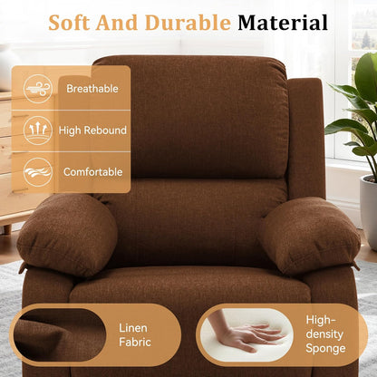 Korser Recliner Chair, 360 Swivel Rocker Chair for Adults, Small Rocking Recliner for Small Spaces, Upholstered Fabric Glider Recliner Nursery
