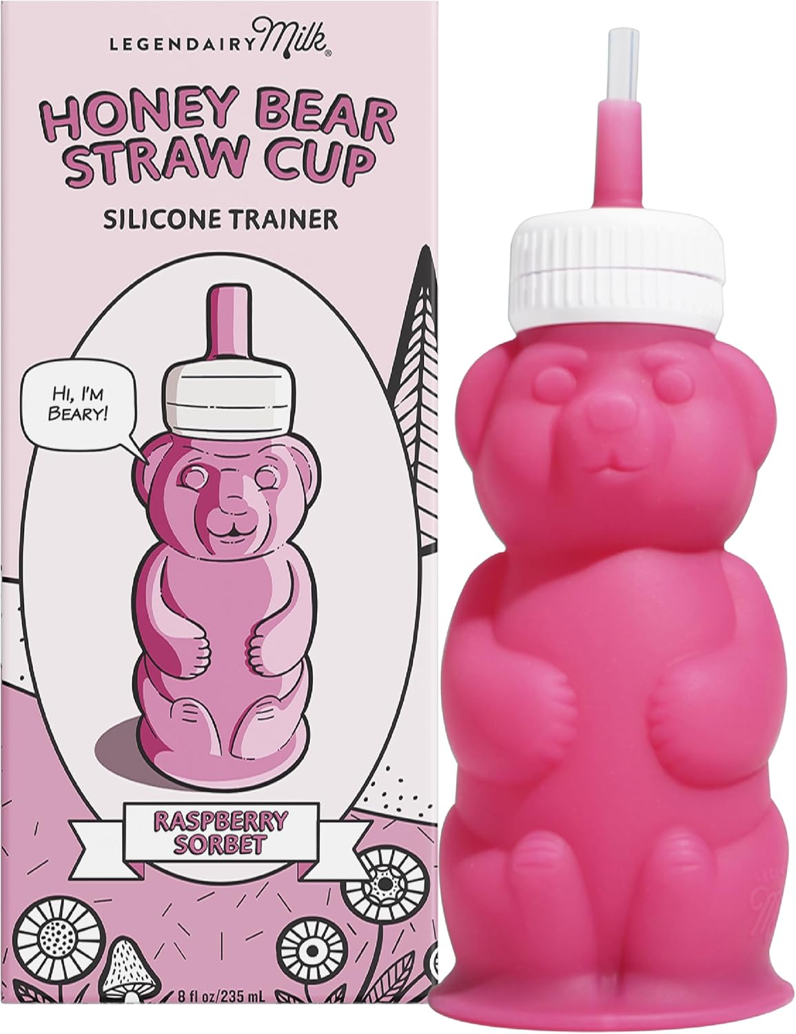 Legendairy Milk Honey Bear Straw Cup for Baby & Toddler, Silicone Squeeze Training Straw Cup, Leak Resistant Baby Sippy Cup with Straw, BPA Free, Dishwasher Safe, Bottle Transition, 8 oz, Green