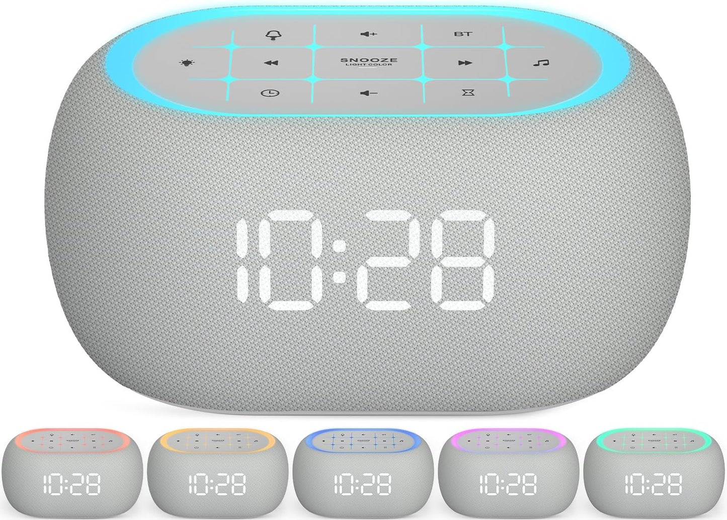 ANJANK White Noise Sound Machine Alarm Clock with Bluetooth Speaker, Hi-Fi Stereo Sound, 21 Soothing Sounds/7 Night Lights, 0-100% Dimmer/Sleep Timer, Soother for Teens Kids Girls, Bedroom, Pink