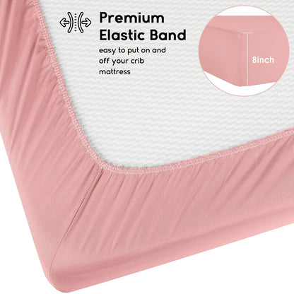 Yoofoss Pack and Play Sheets Fitted, Mini Crib Sheets 2-Pack for Pack N Play Mattress, Stretchy Playard Sheet, Soft and Breathable Green+Giraff
