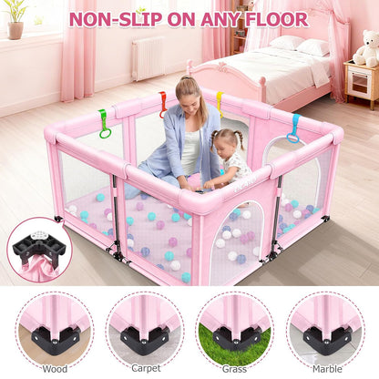 OCATO Baby Playpen Play Pen: Foldable Playpen for Babies and Toddlers Playard for Indoor Outdoor Activity Center Game Fence Safety Area Toddler Play Pen for Babies 6-12 Months Baby Gifts (50" × 50")