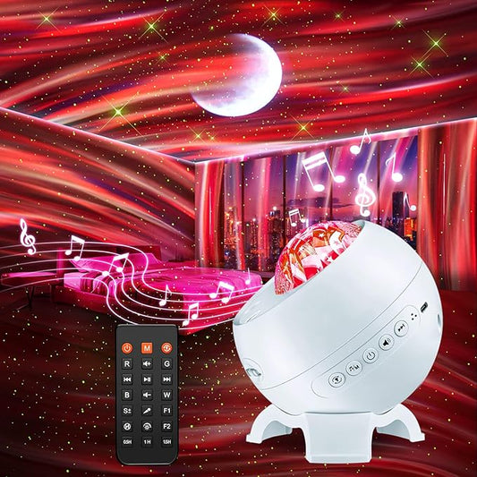 Sound Machine White Noise Machine for Sleeping, 15 Soothing Sounds & Bluetooth Speaker Aurora Light Projector, 15Colors White Noise Sound Machine for Sleep Therapy for Adults & Kids Red Light Lamp